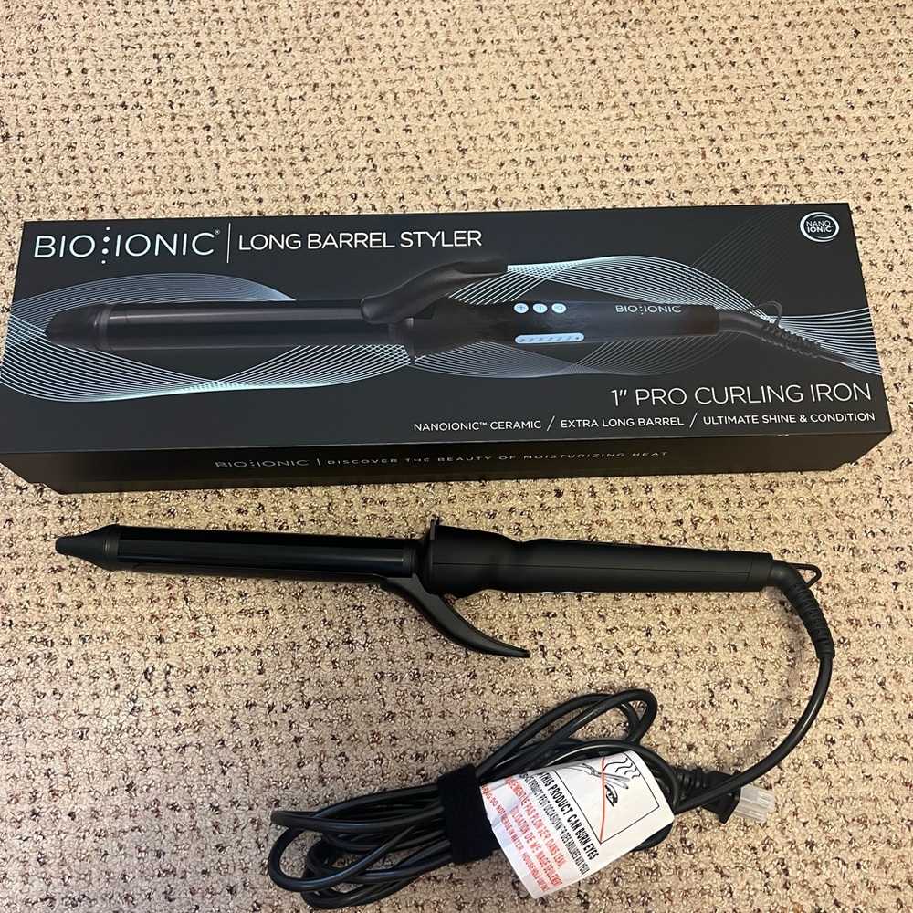 Bio Ionic Black Long Barrel Styler Curling Iron